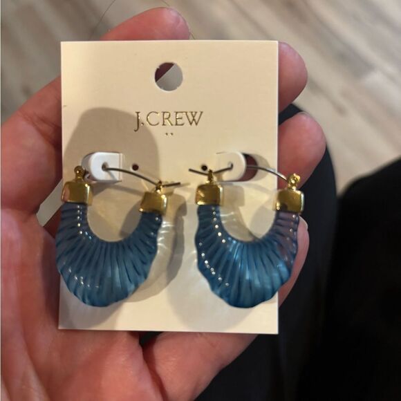J. Crew Blue and Gold Artisanal Hoop Earrings - Picture 2 of 3